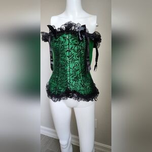 Bonitaz Green and Black Lace Corset
